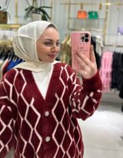 desenli hırka bordo 2