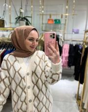 desenli hırka ekru 2