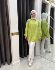 londa taşlı gömlek yağ yeşili