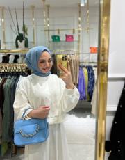 taşlı scuba sweatshirt ekru