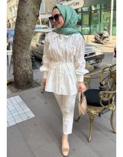 andre büzgülü gömlek beyaz